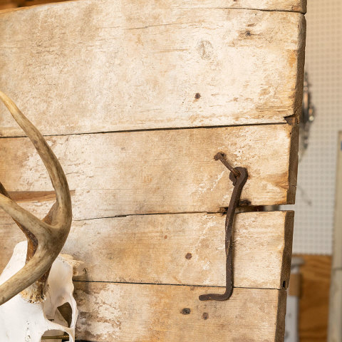 #39781 Deer Skull Mounted on Primitive Wood Door image 8