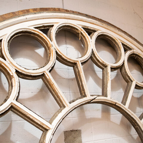 #40346 Salvaged Round Wood Church Window Frame image 2