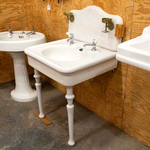 #40361 Antique Porcelain Bathroom Sink with Legs image 8