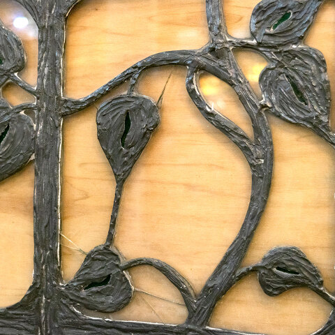 #40668 Antique Leaded Glass Solder Sculpture Panels image 7