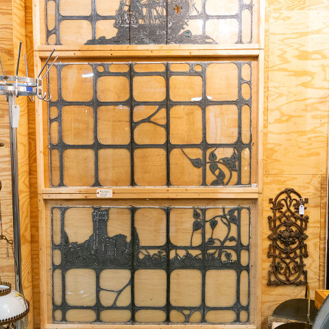 #40668 Antique Leaded Glass Solder Sculpture Panels image 6