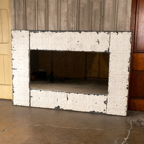 #40739 Large Pressed Tin Ceiling Tile Framed Mirror image 2