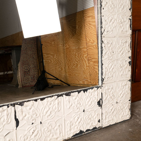 #40739 Large Pressed Tin Ceiling Tile Framed Mirror image 4