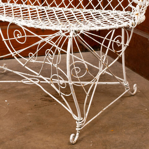 #41440 Antique Metal Wire Garden Settee Bench image 2