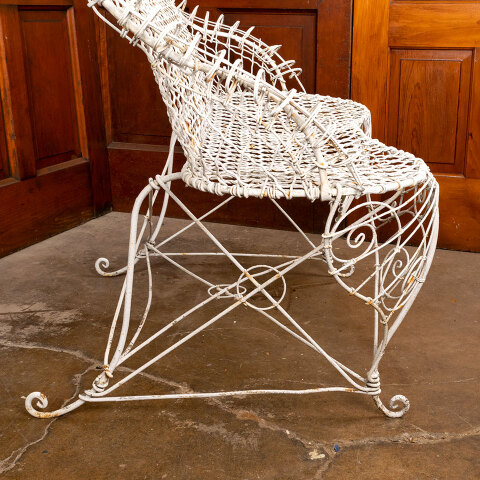 #41440 Antique Metal Wire Garden Settee Bench image 8