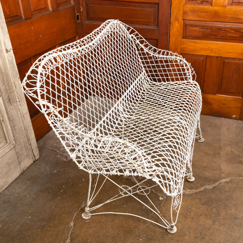 #41441 Antique Metal Wire Garden Settee Bench image 7