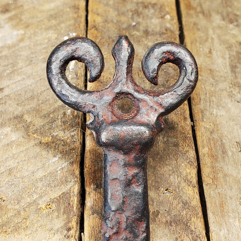 #41807 Pair of Salvaged Wrought Iron Strap Hinges image 6