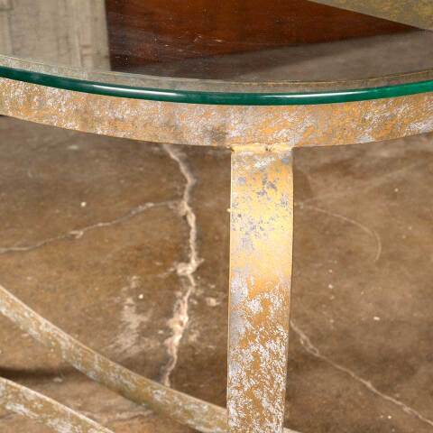 #41967 Metal Demilune Table with Glass Top image 5