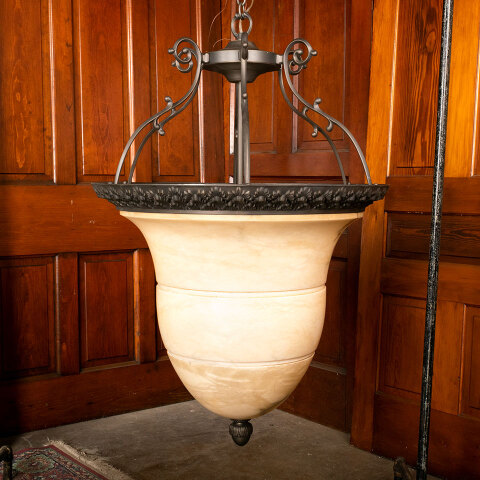 #42271 Bronze Chandelier with Large Alabaster Globe image 8