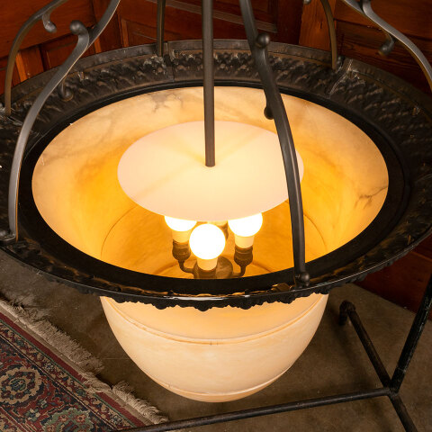 #42271 Bronze Chandelier with Large Alabaster Globe image 7