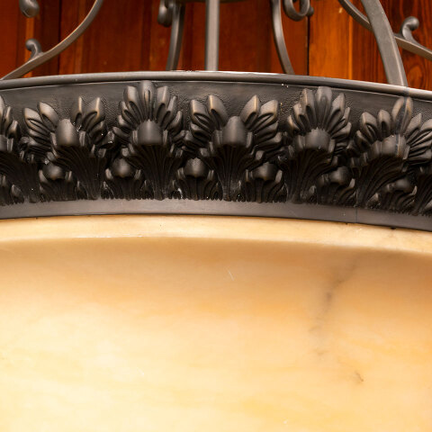 #42271 Bronze Chandelier with Large Alabaster Globe image 4