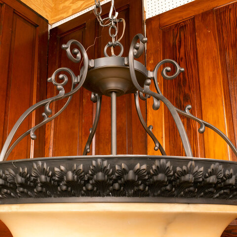 #42271 Bronze Chandelier with Large Alabaster Globe image 3