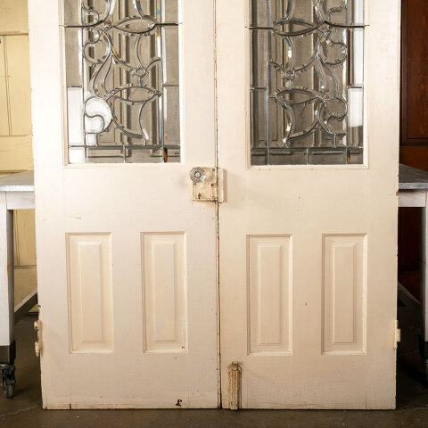 #42505 52x80 Salvaged Antique Ornate Leaded Glass Doors image 7