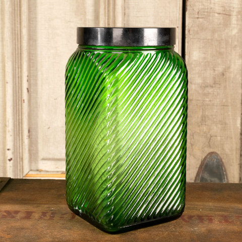 #42618 Vintage Owens Green Glass Hoosier Canister image 3