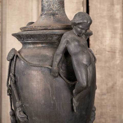 #42743 Antique Metal & Wood Figural Lamp Base image 4