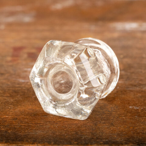 #42858 Vintage Clear Glass Hexagonal Furniture Knob image 3