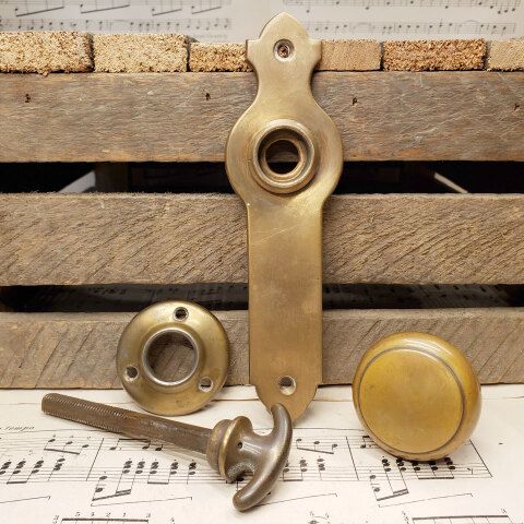 #42973 Antique Brass Art Deco Closet Hardware Set image 2