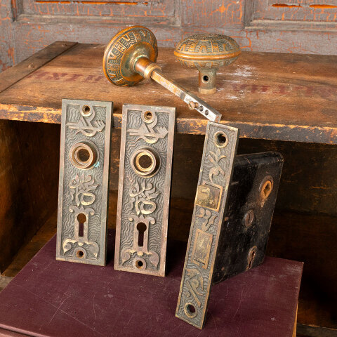 #43109 Antique Mallory Wheeler Door Hardware Set image 7