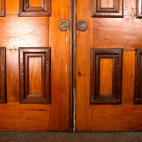 #43134 92x106 Antique 6 Panel Wood Pocket Doors image 2