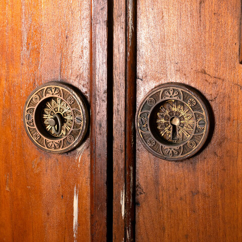 #43134 92x106 Antique 6 Panel Wood Pocket Doors image 3