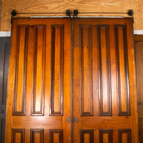 #43134 92x106 Antique 6 Panel Wood Pocket Doors image 4