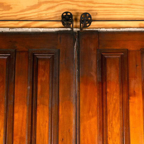 #43134 92x106 Antique 6 Panel Wood Pocket Doors image 8