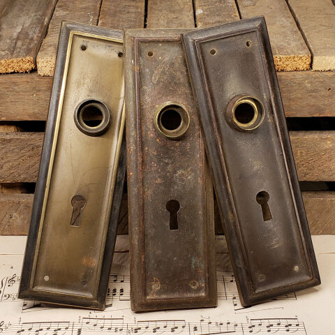 #43524 Antique Metal Interior Doorknob Backplate image 5