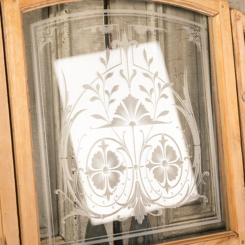 #43665 Antique 3-Piece Etched Glass Arched Transom image 2