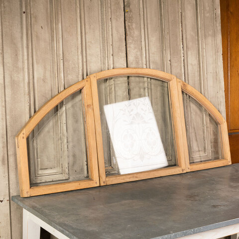 #43665 Antique 3-Piece Etched Glass Arched Transom image 6