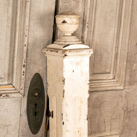 #43802 Salvaged Antique Wood Staircase Newel Post image 2