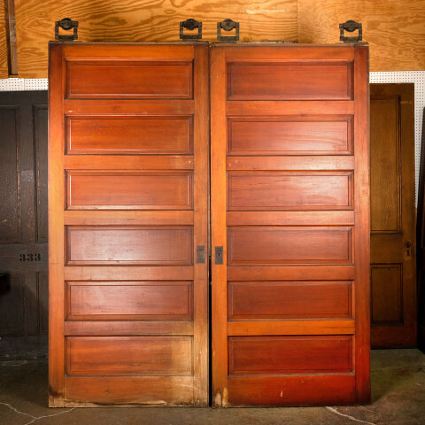 #44059 84x96 Salvaged Antique 6 Panel Pocket Doors image 6