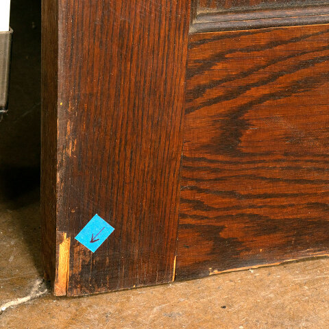 #44091 61x90 Antique 2 Panel Oak Pocket Doors image 8