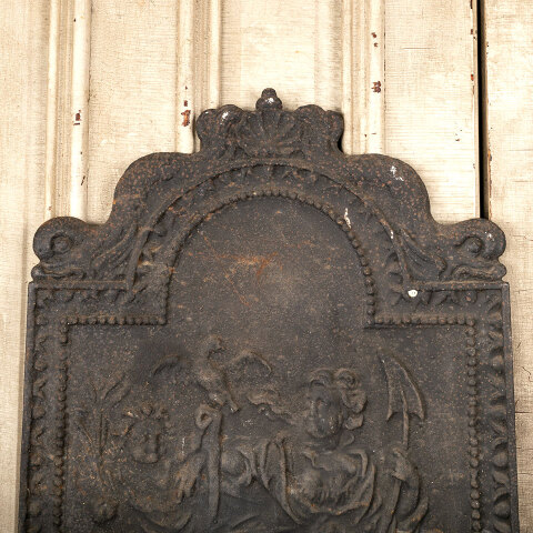 #44119 Antique Cast Iron Figural Fireplace Fireback image 2
