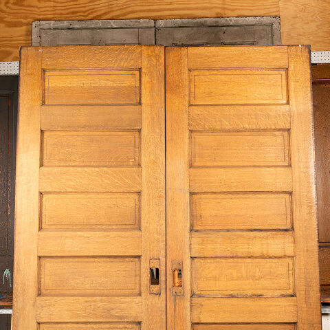 #44225 64x90 Antique Oak 6 Panel Pocket Doors image 6