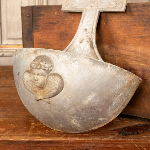 #44282 Antique Cast Metal Holy Water Font / Stoup image 3