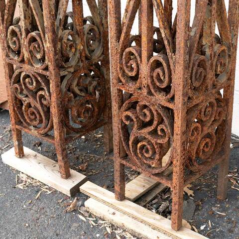 #44292 Salvaged Antique Wrought Iron Gate Posts image 7
