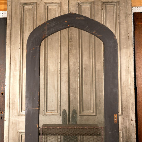 #44440 39x85 Antique Oak Pointed Arch Screen Door image 2