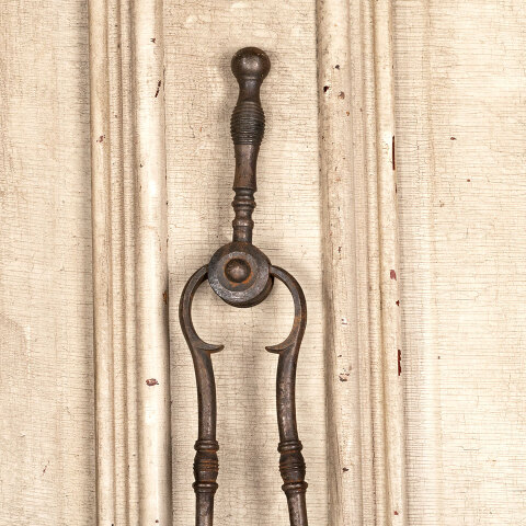 #44700 Antique Cast Iron Fireplace Tongs image 2