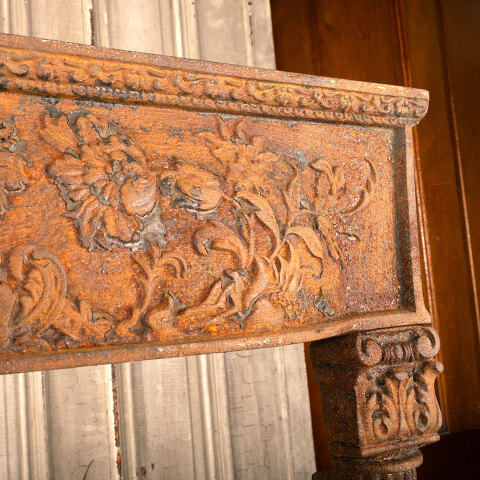 #44820 Salvaged Antique Cast Iron Fireplace Surround image 6
