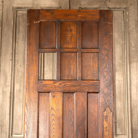 #44850 32x89 Antique 3 Panel Oak Interior Door image 2