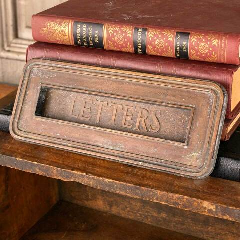 #45241 Antique LETTERS Door Mail Slot Hardware image 3