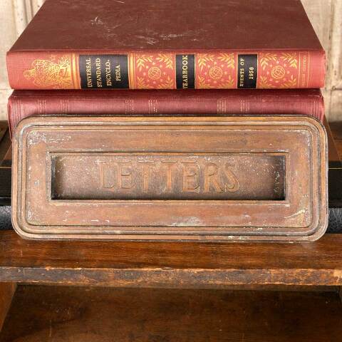 #45241 Antique LETTERS Door Mail Slot Hardware image 2