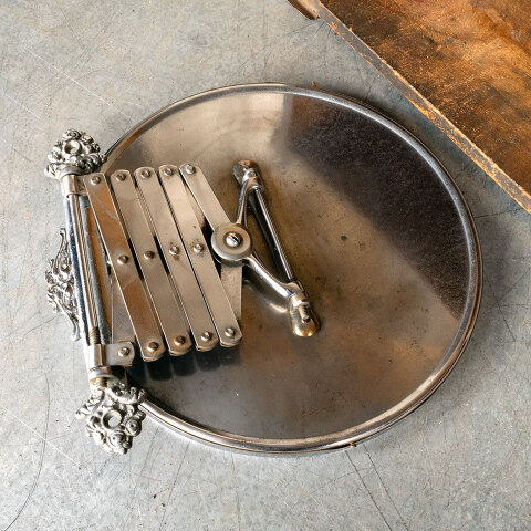 #45242 Antique Large Round Beveled Shaving Mirror image 8