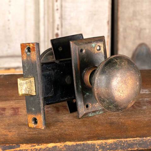 #45305 Salvaged Antique Japanned Door Hardware Set image 3