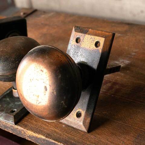 #45305 Salvaged Antique Japanned Door Hardware Set image 6