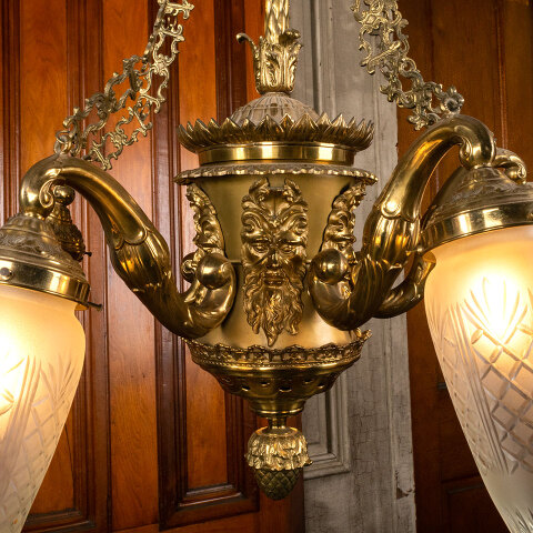 #45324 Salvaged Antique Brass 5 Light Chandelier image 6