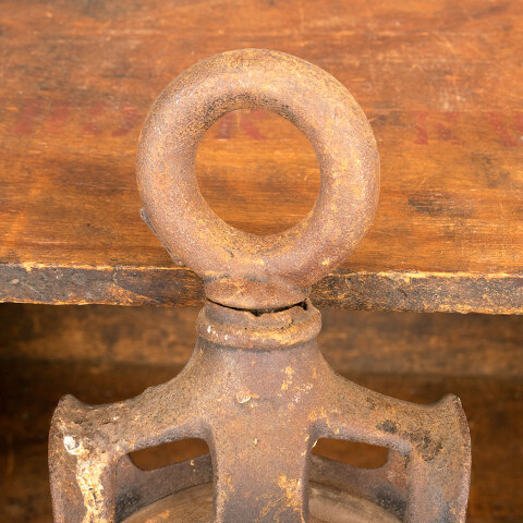 #45407 Antique Wood & Cast Iron Barn Pulley image 2
