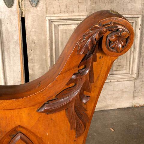 #45736 Salvaged Carved Wood Church Pew End image 3