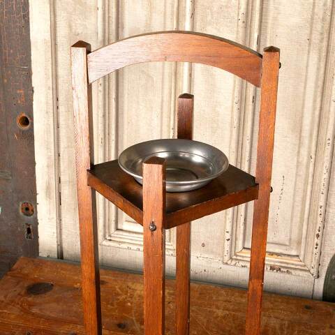 #45806 Antique Wood Smoking Ashtray Stand image 5