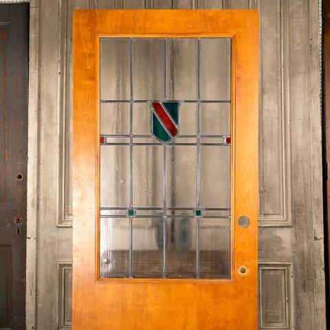 #45814 32x79 Vintage Interior Door w/ Leaded Glass image 2